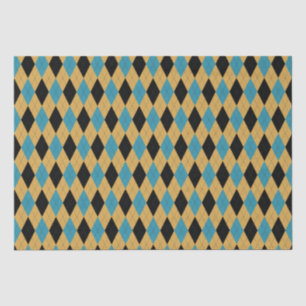 Papel De Seda Patrón de diamante de oro verde azulado y negro cl