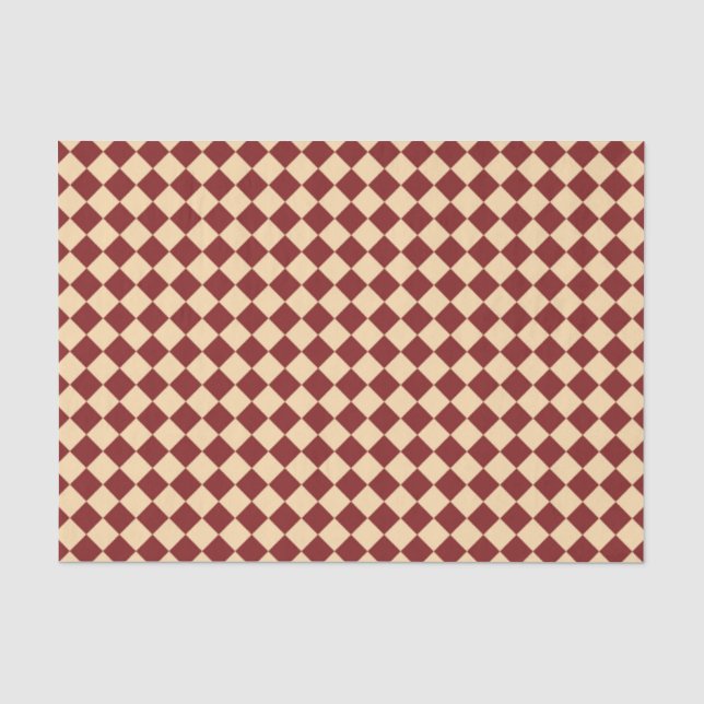 Papel De Seda Patrón de diamante del verificador rojo amarillo (Anverso)