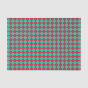 Papel De Seda Patrón de diamante del verificador verde rojo