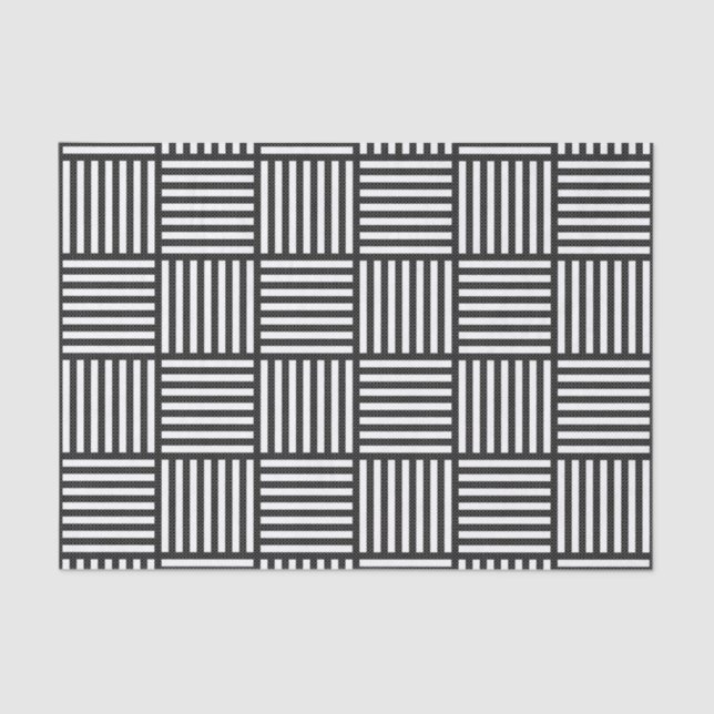 Papel De Seda PATRÓN DE DIAMANTE DOBLE BLANCO Y NEGRO Original (Anverso)