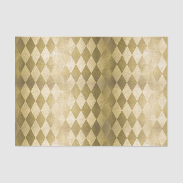 Papel De Seda Patrón de diamante Harlequin Gold de Moda (Anverso)