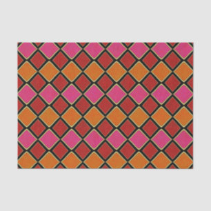 Papel De Seda Patrón de diamante Harlequin vibrante en rojo, nar