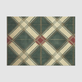 PAPEL DE SEDA PATRÓN DE DIAMANTE NAVIDEÑO ROJO VERDE CREAM