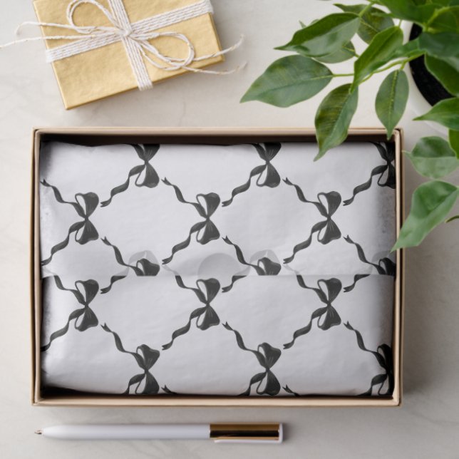 Papel De Seda Patrón de diamante negro de Coquette Bow (Regalo )