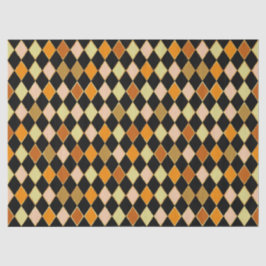 Papel De Seda Patrón de diamante negro Naranja retro festivo