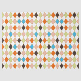 Papel De Seda Patrón de diamante retro pastel festivo