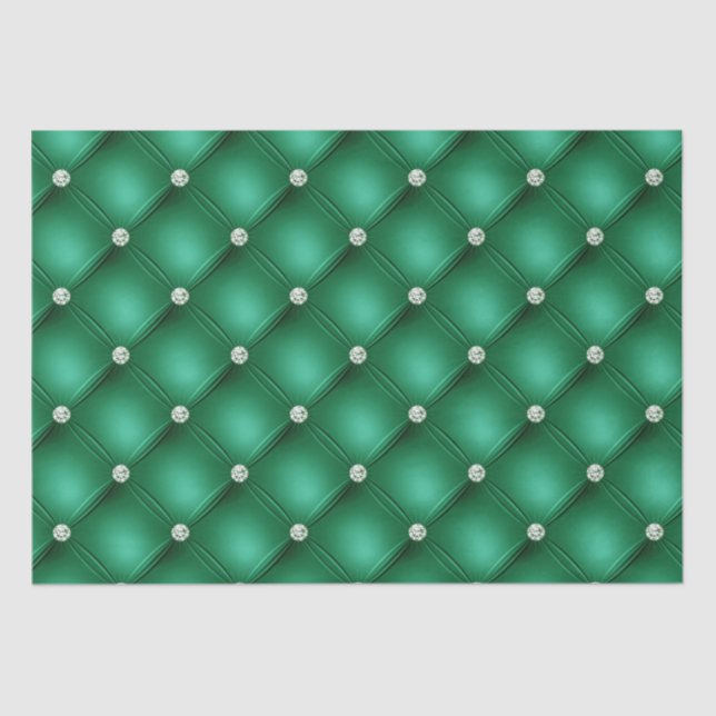 Papel De Seda Patrón de Diamante Verde de Lujo (Anverso)