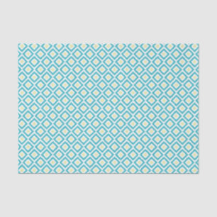 Papel De Seda Patrón de diamantes Aqua y Ikat Amarillo