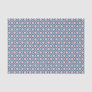 Papel De Seda Patrón de diamantes de ikat azul y coral