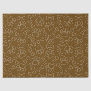 Papel De Seda Patrón de dibujo de patas y huesos de perro marrón