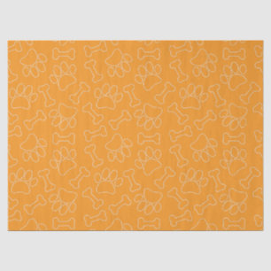 Papel De Seda Patrón de dibujo de patas y huesos de perro naranj
