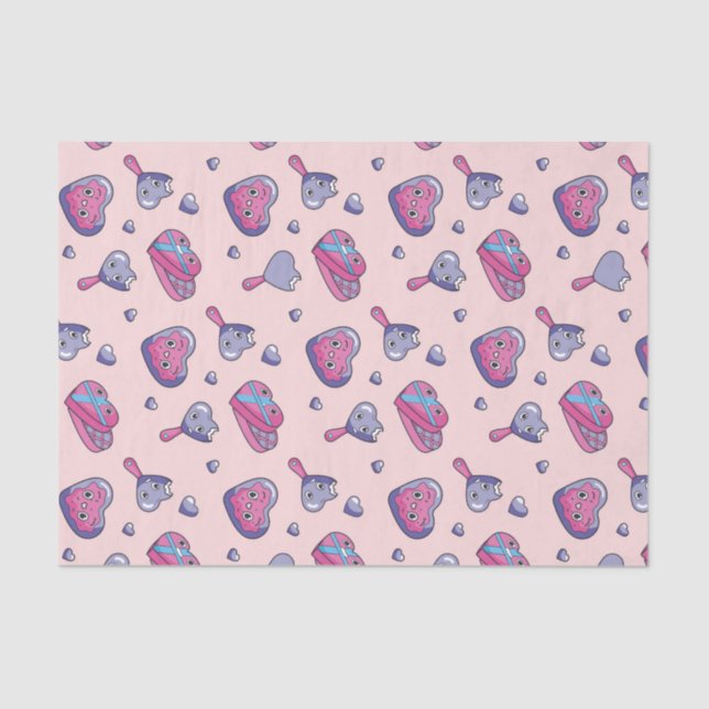 Papel De Seda Patrón de dibujo El día de San Valentín púrpura cú (Anverso)