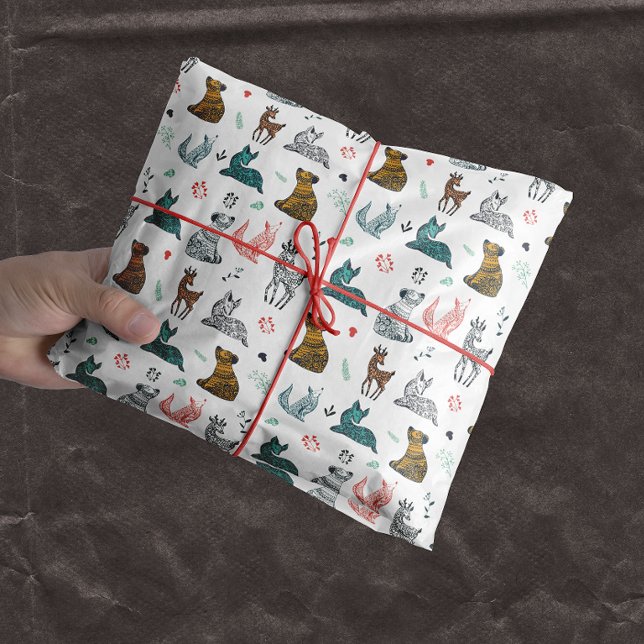 Papel De Seda Patrón de dibujos animados de los bosques | Blanco (Subido por el creador)