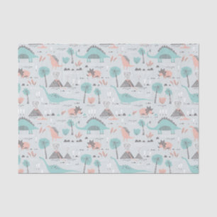Papel De Seda Patrón de dinosaurio de Cute Pastel
