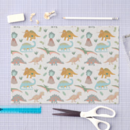 Papel De Seda Patrón de dinosaurios boho dibujado a mano para ni