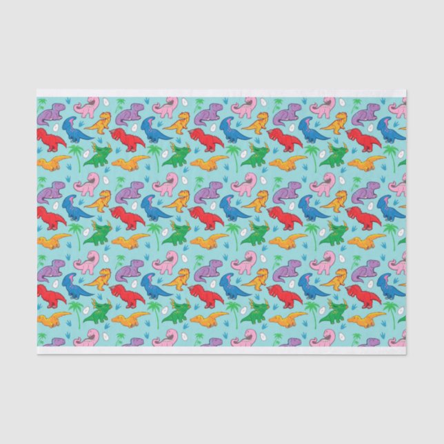 Papel De Seda Patrón de dinosaurios curados (Anverso)