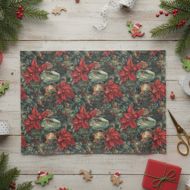 Papel De Seda Patrón de dinosaurios feriales de los navidades (Subido por el creador)