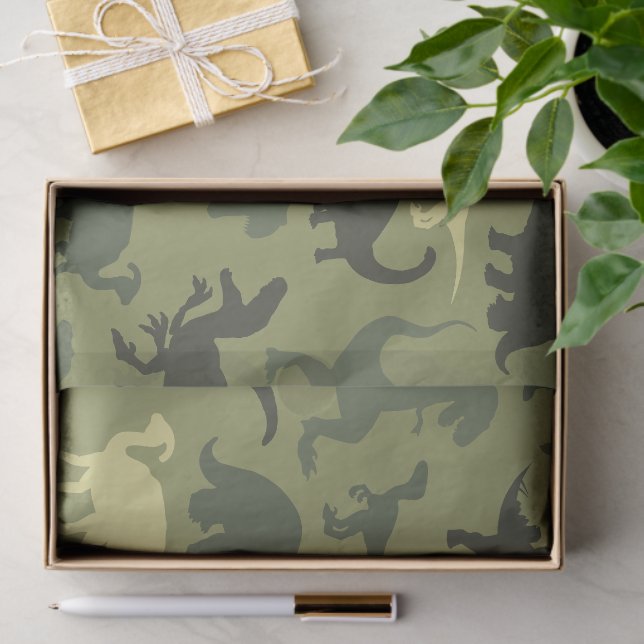 Papel De Seda Patrón de dinosaurios, silueta de dinosaurios, din (Regalo )