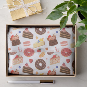 Papel De Seda Patrón de Donut de Chocolate y Postres Gourmet