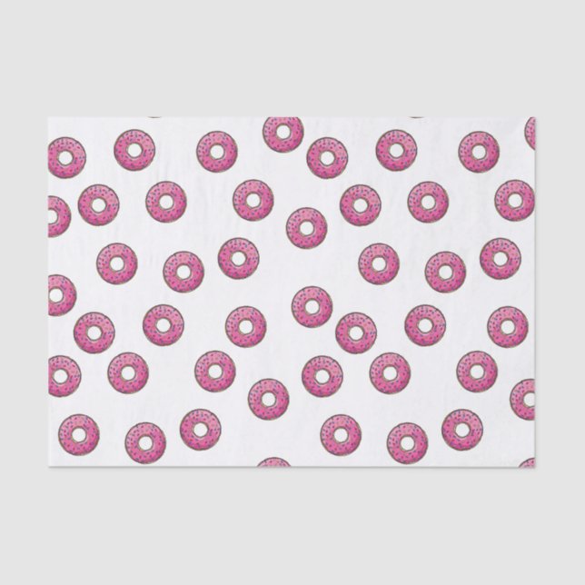 Papel De Seda Patrón de donut rosado (Anverso)