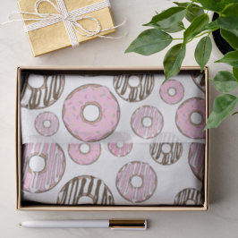 Papel De Seda Patrón De Donuts, Donuts Rosados, Donuts Blancos