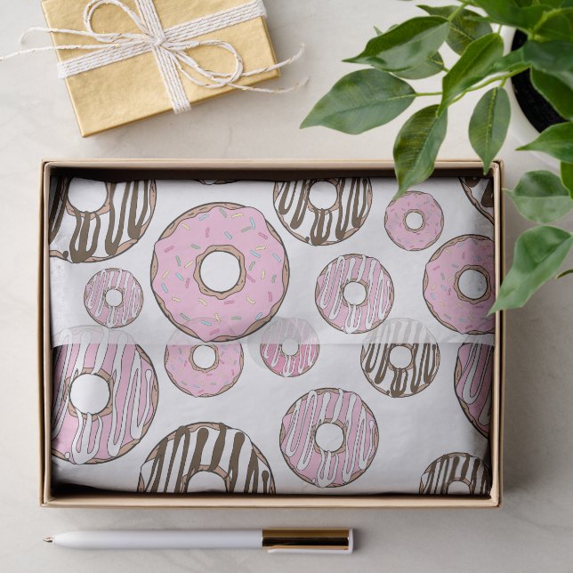 Papel De Seda Patrón De Donuts, Donuts Rosados, Donuts Blancos (Regalo )