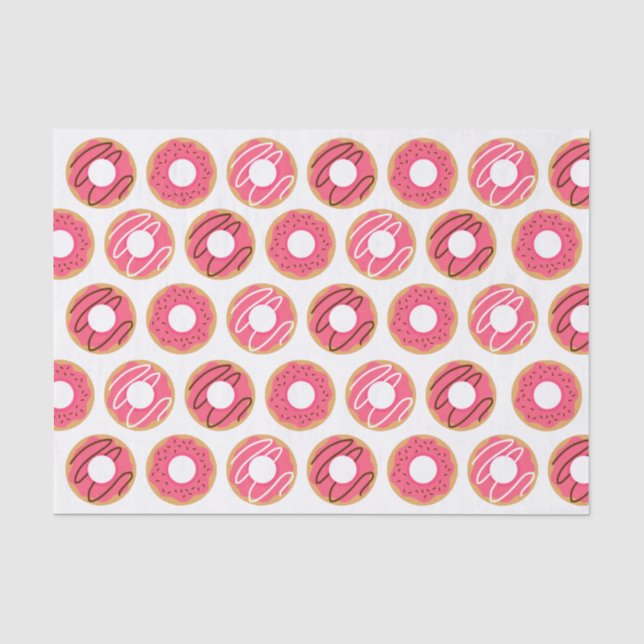 Papel De Seda Patrón de donuts rosados variados (Anverso)