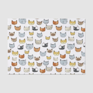 Papel De Seda Patrón de doodle de cara de gato
