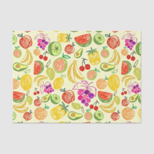 Papel De Seda Patrón de Doodle de Fruta Variado