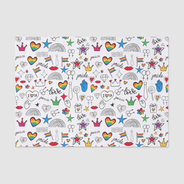 Papel De Seda Patrón de Doodle del Orgullo Gay (Anverso)