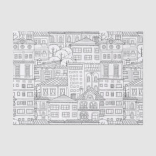 Papel De Seda Patrón de Doodle Town