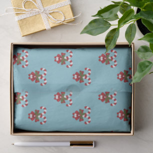 Papel De Seda Patrón de dos caramelos rojos y blancos en azul
