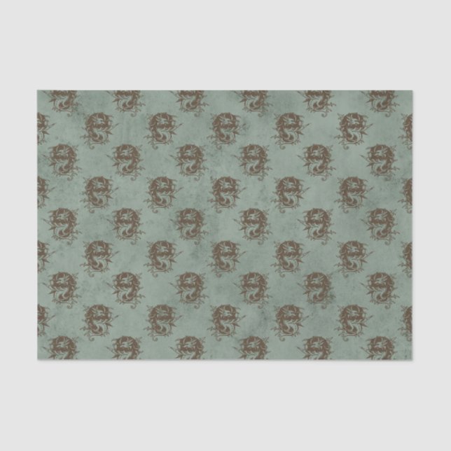 Papel De Seda Patrón de dragón de vintage (Anverso)