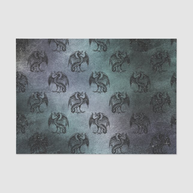 Papel De Seda Patrón de dragón grunge vintage (Anverso)