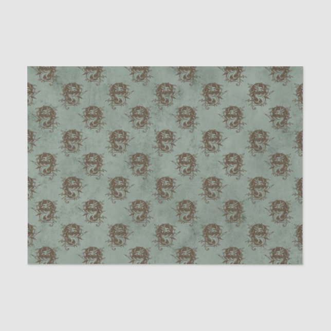Papel De Seda Patrón de dragón vintage (Anverso)