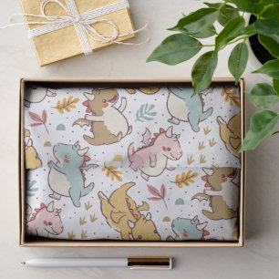 Papel De Seda Patrón de Dragones Bebés Juguetones