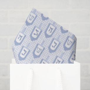 Papel De Seda Patrón de dreidel azul y blanco de Hanukkah en gin