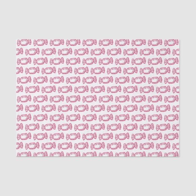 Papel De Seda Patrón de dulces de dulce rosado (Anverso)