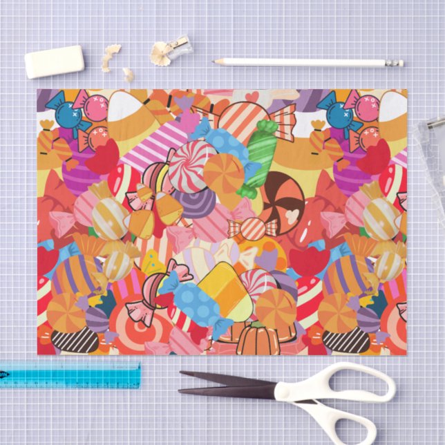 Papel De Seda patrón de dulces de Halloween (Artesanía)