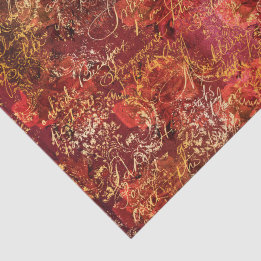 Papel De Seda Patrón de efímeras de otoño rojo