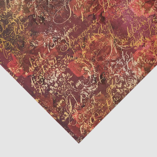 Papel De Seda Patrón de efímeras de otoño rojo (Detalle)