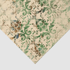 Papel De Seda Patrón de Efímeras Verde y Beige de Otoño