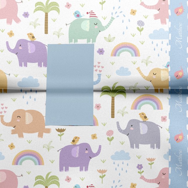 Papel De Seda Patrón de elefante azul pastel para niño pequeño F (Subido por el creador)