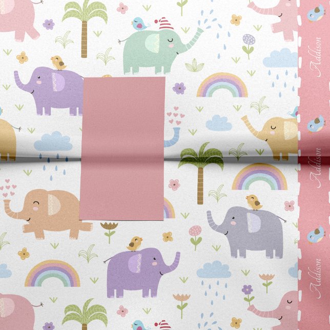 Papel De Seda Patrón de elefante rosa pastel para la pequeña Fie (Subido por el creador)