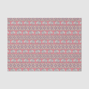 Papel De Seda Patrón de elefantes étnicos rosados