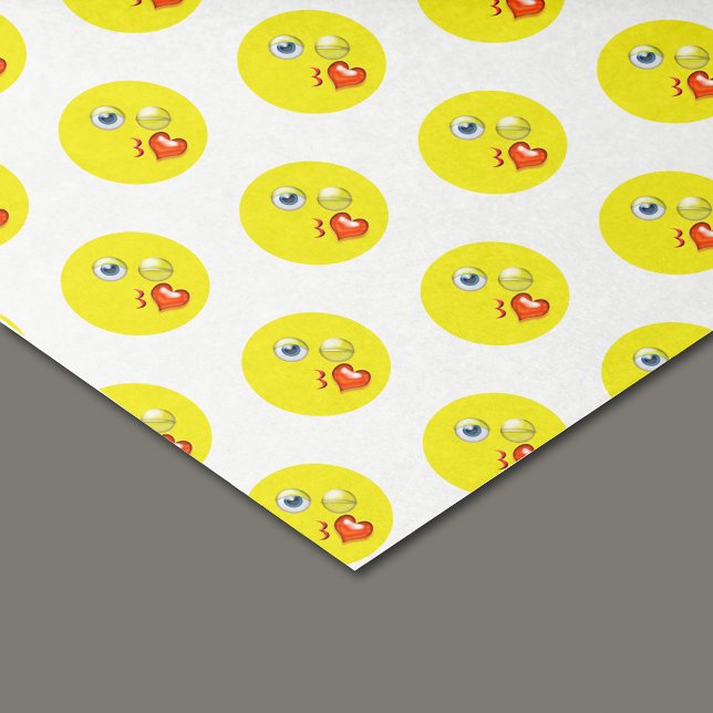 Papel De Seda Patrón de Emoji Amarilla de Beso de Amor (Subido por el creador)