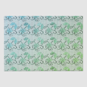 Papel De Seda Patrón De Encaje Floral Azul Y Verde