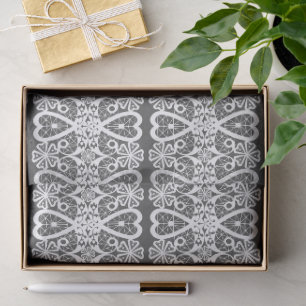 Papel De Seda Patrón de encaje gris y blanco
