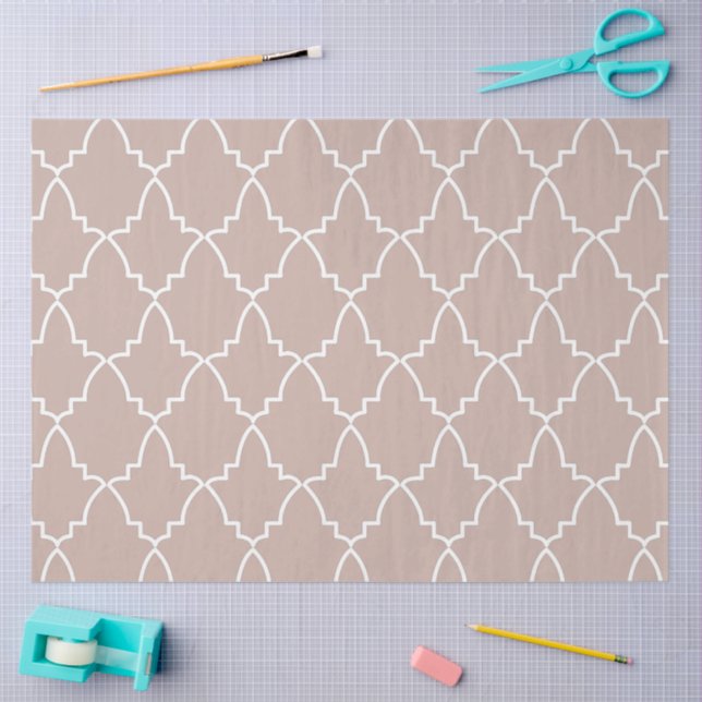 Papel De Seda Patrón de entramado marroquí beige (Artesanía)