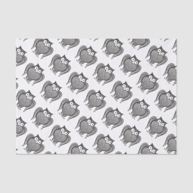 Papel De Seda Patrón de esbozo de búho (Anverso)